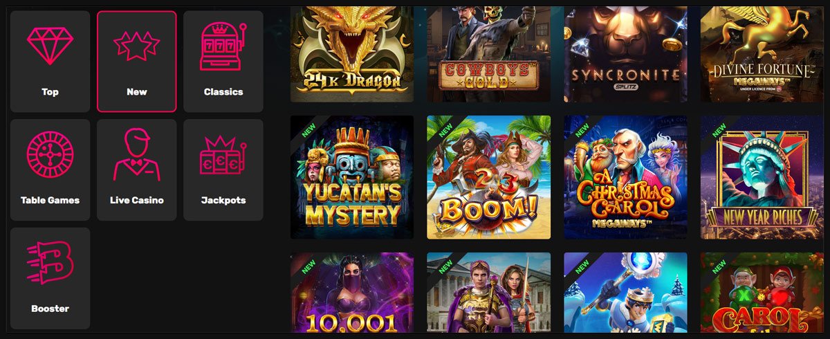 Rocket Casino games page